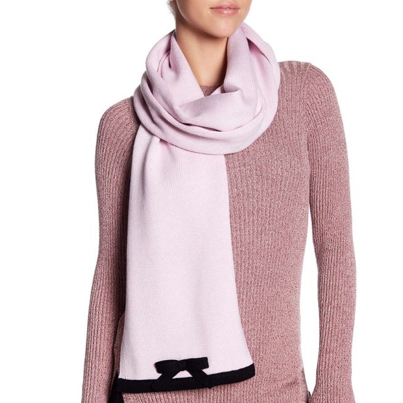Kate Spade Rose Dew/Black Contrast Bow Scarf - Picture 2 of 5